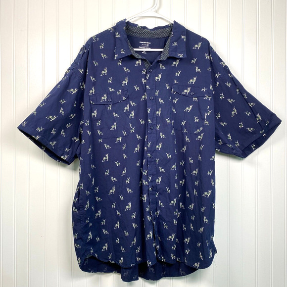 Paper Denim Cloth Mens Novelty Deer Print Button Up Shirt Size 4XL Hunting Camo - Picture 1 of 11